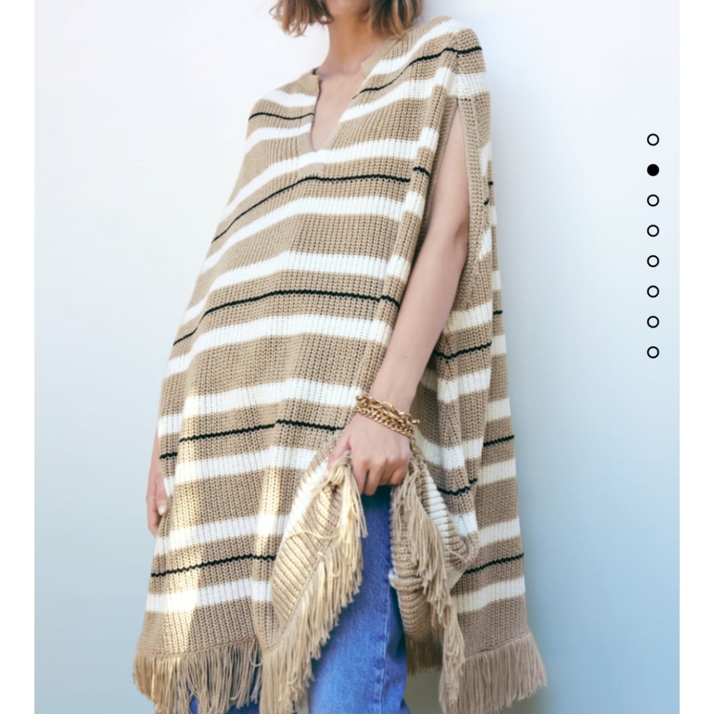 ZARA STRIPED KNIT PONCHO Sleeveless bloggers favorite